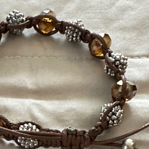 2/$15 Brown cord adjustable Golden Rainbow Crystals & beaded bracelet - Picture 10 of 10